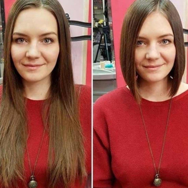 Фото стрижки длинных волос до и после
