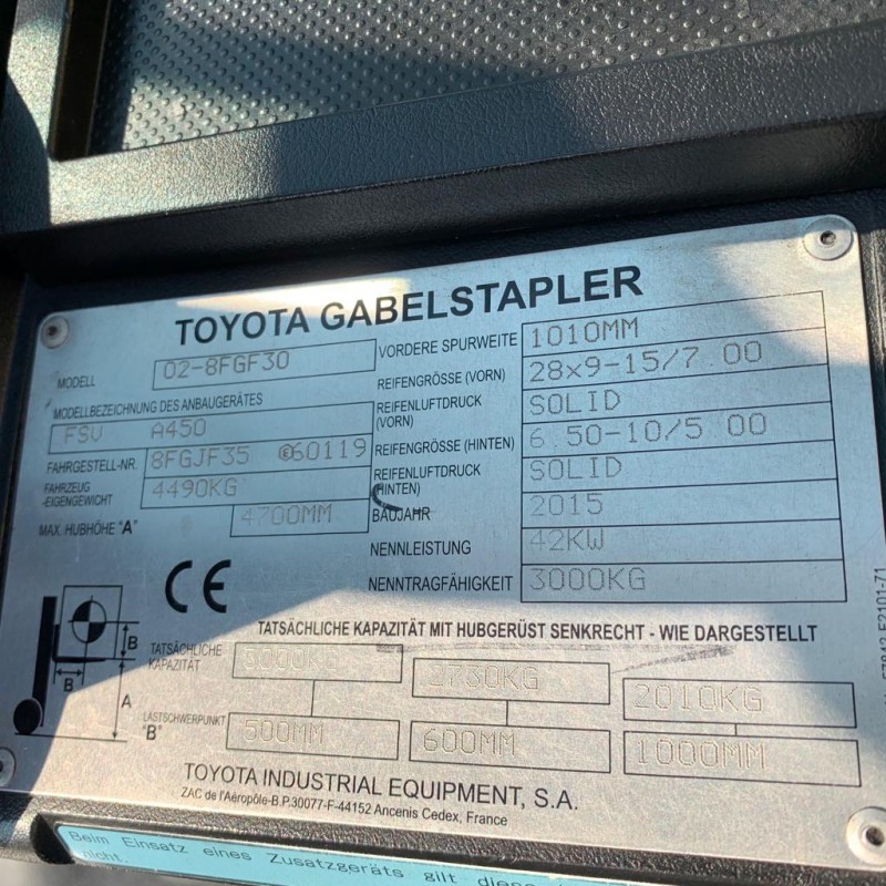 Фото 13. Вилочный погрузчик Toyota 3т., 2015 года с весами, вагонник