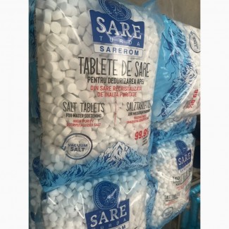 Таблетированная соль каменная, таблетка в мешках по 25 кг