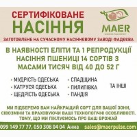 Сертифіковане насіння пшениці еліти та перші репродукції