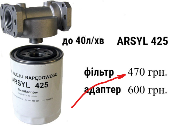 Фото 3. Фільтр тонкої очистки для дизельного палива, масел, бензину Arsyl425
