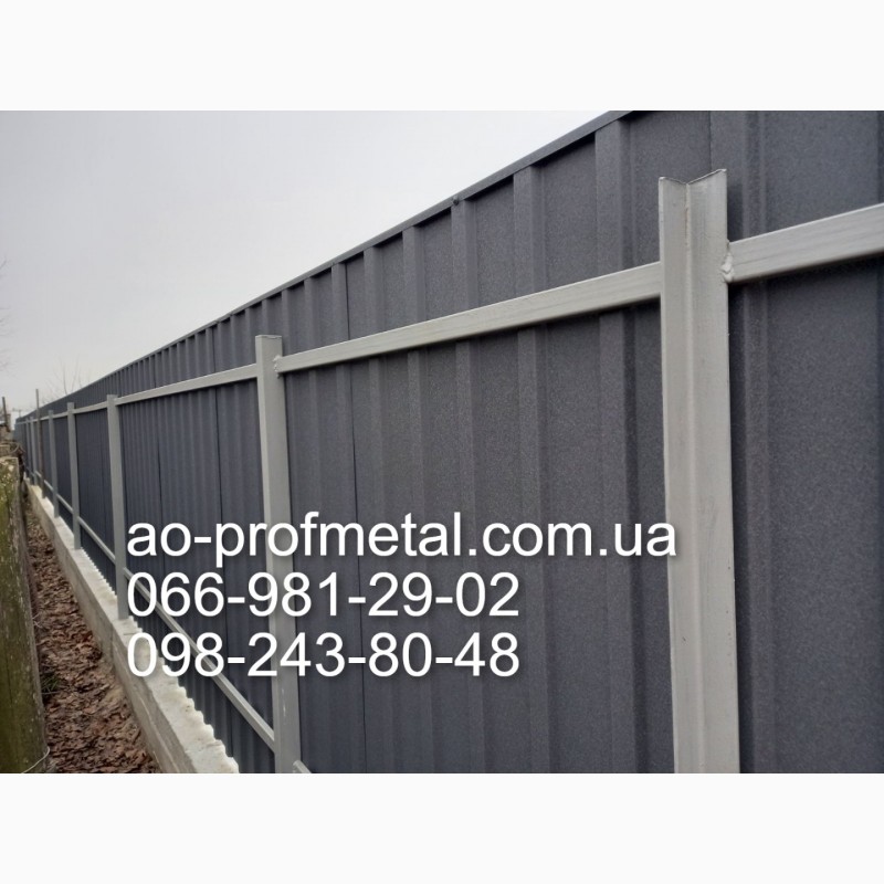 Фото 3. Профнастил на забор серый графит РАЛ 7024, Заборный профлист Серый Матовый RAL 7024, Киев