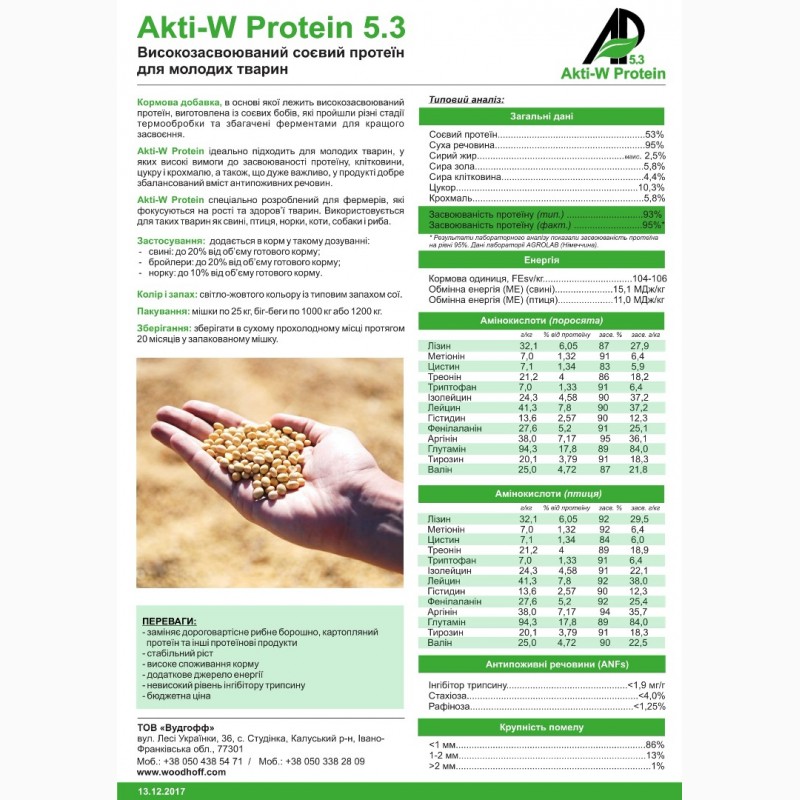 Фото 2. Cоєвий протеїн Аkti-W Protein 5.3 і 5.0