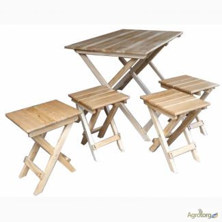Дубовый раскладной стол и складные стулья для пикника, дачи и туризма (трансформер)
