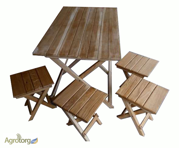 Фото 2. Дубовый раскладной стол и складные стулья для пикника, дачи и туризма (трансформер)
