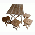 Дубовый раскладной стол и складные стулья для пикника, дачи и туризма (трансформер)