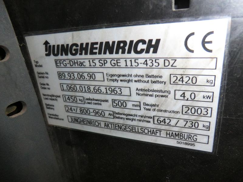 Фото 10. Продам электропогрузчик Jungheinrich EFG-DHac15SP в наличии