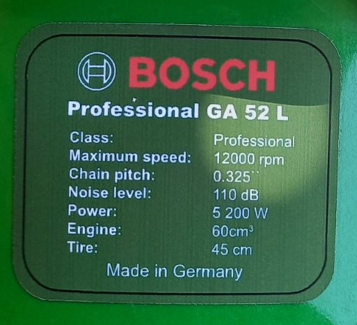 Фото 2. Бензопила BOSCH Professional GA 52L Мощная (5, 2 кВт) Пила БОШ. Заходи