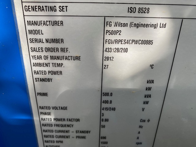 Фото 13. Дизельний генератор FG Wilson P500P2 - Perkins - 550 kVA 2012 р