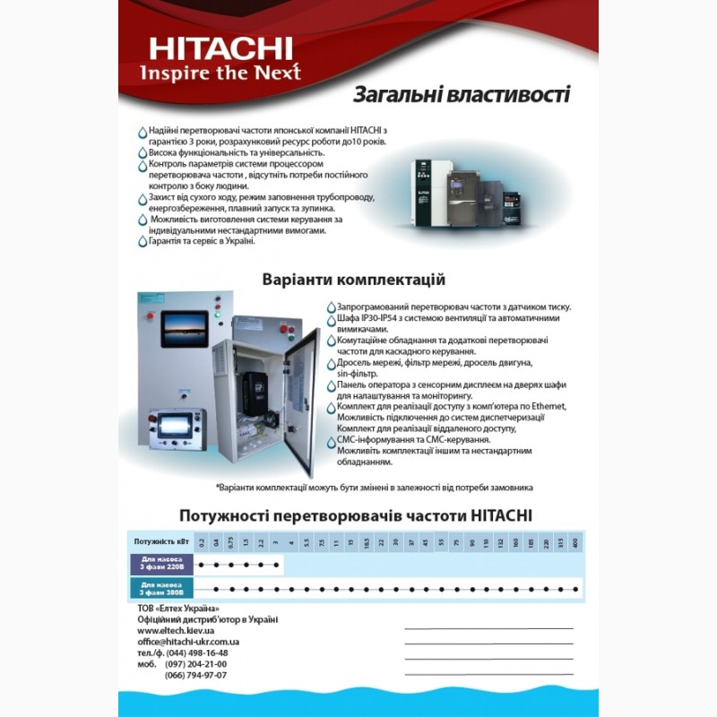 Фото 3. Управление скважинным трёхфазным насосом c преобразователями частоты Hitachi