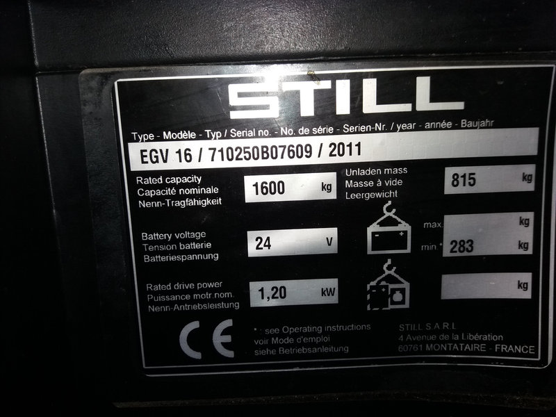 Фото 3. Штабелер электрический поводковый STILL EGV 16 3.7m
