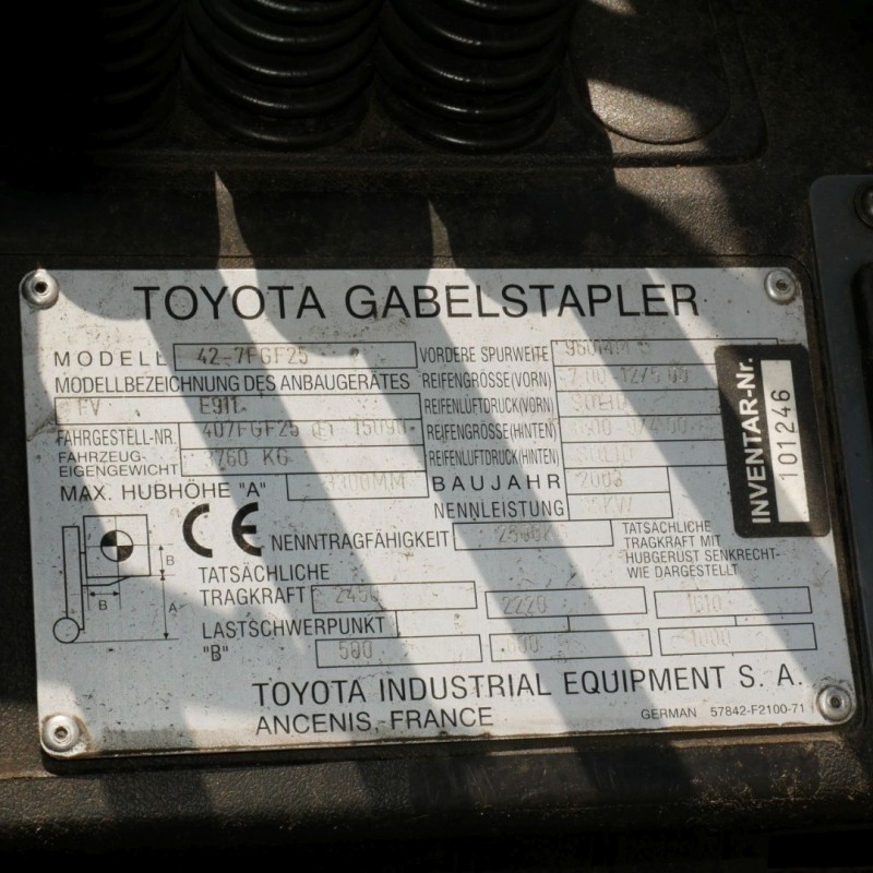 Фото 9. Вилочный погрузчик 2.5т., газовый погрузчик Toyota 42-7FGF25, вагонник, кабина