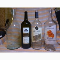 Бутылки стеклянные прозрачные и тёмные (1, 5 л, 3, 0 л) для вина