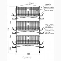 Обладнання для утримання перепелів у багатоярусних клітинних батареях типу ОКП-4/2