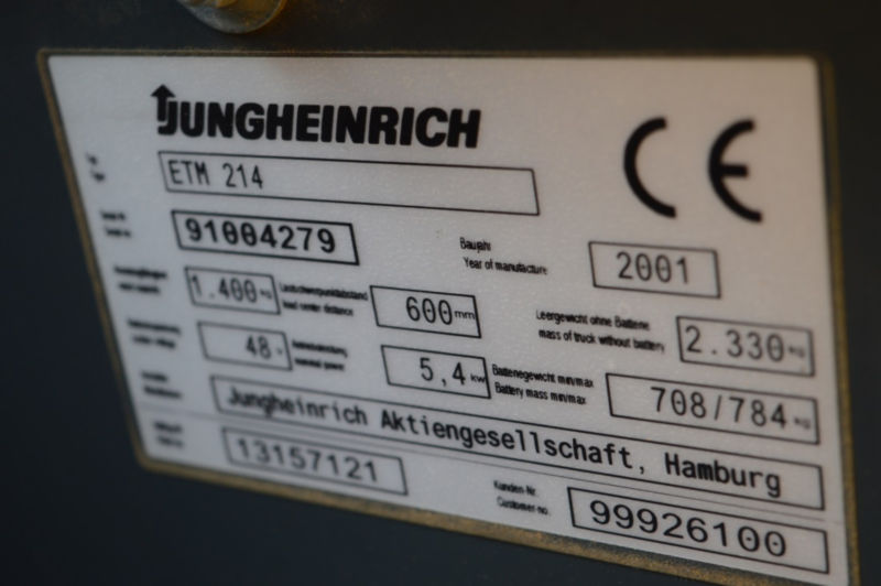 Фото 8. Штабелер-ричтрак Jungheinrich ETM 214, батарея 2010 г., 1400 кг, 5300 мм подъем
